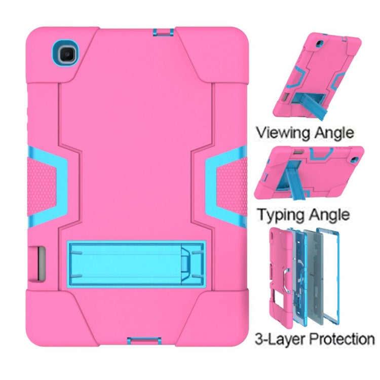 For Samsung Galaxy Tab S6 Lite P610 Contrast Color Robot Shockproof Silicon + PC Protective Case with Holder(Rose Red + Blue) - Tab S6 Lite P610 / P615 by buy2fix | Online Shopping UK | buy2fix