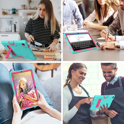 For Samsung Galaxy Tab A7 10.4 (2020) T500 Contrast Color Robot Shockproof Silicon + PC Protective Case with Holder(Mint Green + Rose Red) - Other Galaxy Tab PC by buy2fix | Online Shopping UK | buy2fix