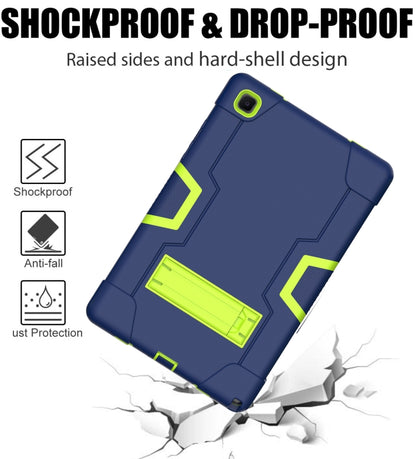 For Samsung Galaxy Tab A7 10.4 (2020) T500 Contrast Color Robot Shockproof Silicon + PC Protective Case with Holder(Navy Blue + Yellow-green) - Other Galaxy Tab PC by buy2fix | Online Shopping UK | buy2fix