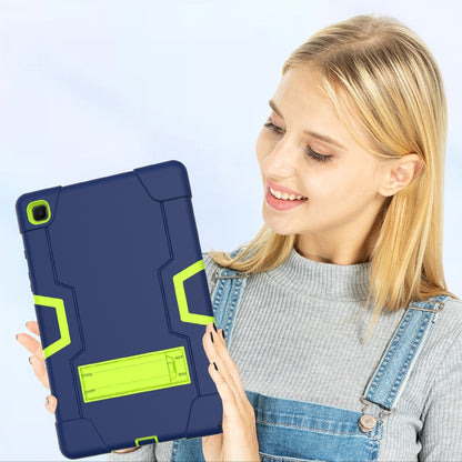 For Samsung Galaxy Tab A7 10.4 (2020) T500 Contrast Color Robot Shockproof Silicon + PC Protective Case with Holder(Navy Blue + Yellow-green) - Other Galaxy Tab PC by buy2fix | Online Shopping UK | buy2fix