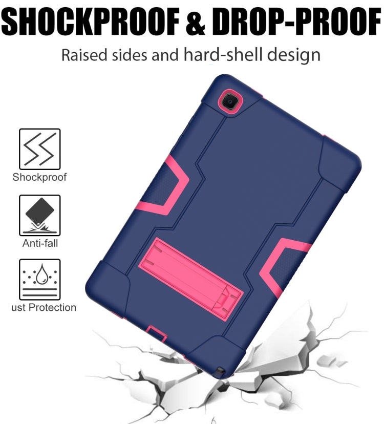 For Samsung Galaxy Tab A7 10.4 (2020) T500 Contrast Color Robot Shockproof Silicon + PC Protective Case with Holder(Navy Blue + Rose Red) - Other Galaxy Tab PC by buy2fix | Online Shopping UK | buy2fix