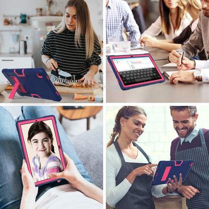 For Samsung Galaxy Tab A7 10.4 (2020) T500 Contrast Color Robot Shockproof Silicon + PC Protective Case with Holder(Navy Blue + Rose Red) - Other Galaxy Tab PC by buy2fix | Online Shopping UK | buy2fix