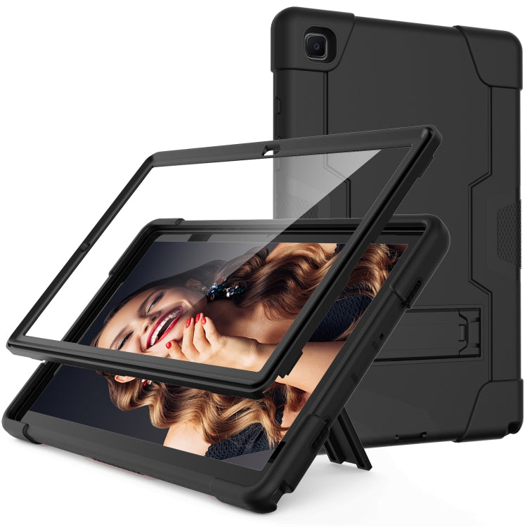 For Samsung Galaxy Tab A7 10.4 (2020) T500 Contrast Color Robot Shockproof Silicon + PC Protective Case with Holder(Black) - Other Galaxy Tab PC by buy2fix | Online Shopping UK | buy2fix