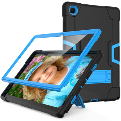 For Samsung Galaxy Tab A7 10.4 (2020) T500 Contrast Color Robot Shockproof Silicon + PC Protective Case with Holder(Black + Blue) - Other Galaxy Tab PC by buy2fix | Online Shopping UK | buy2fix