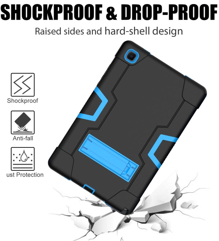 For Samsung Galaxy Tab A7 10.4 (2020) T500 Contrast Color Robot Shockproof Silicon + PC Protective Case with Holder(Black + Blue) - Other Galaxy Tab PC by buy2fix | Online Shopping UK | buy2fix
