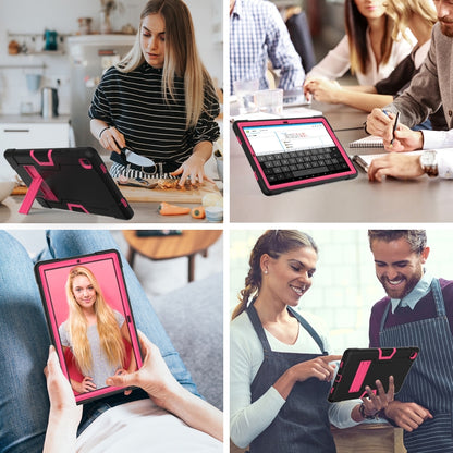 For Samsung Galaxy Tab A7 10.4 (2020) T500 Contrast Color Robot Shockproof Silicon + PC Protective Case with Holder(Black + Rose Red) - Other Galaxy Tab PC by buy2fix | Online Shopping UK | buy2fix