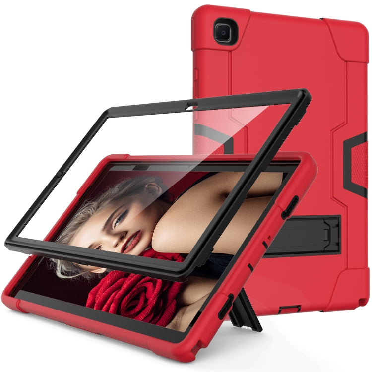 For Samsung Galaxy Tab A7 10.4 (2020) T500 Contrast Color Robot Shockproof Silicon + PC Protective Case with Holder(Red + Black) - Other Galaxy Tab PC by buy2fix | Online Shopping UK | buy2fix