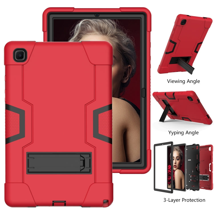For Samsung Galaxy Tab A7 10.4 (2020) T500 Contrast Color Robot Shockproof Silicon + PC Protective Case with Holder(Red + Black) - Other Galaxy Tab PC by buy2fix | Online Shopping UK | buy2fix