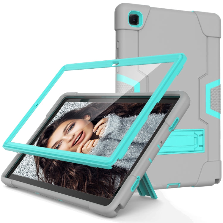 For Samsung Galaxy Tab A7 10.4 (2020) T500 Contrast Color Robot Shockproof Silicon + PC Protective Case with Holder(Grey + Mint Green) - Other Galaxy Tab PC by buy2fix | Online Shopping UK | buy2fix