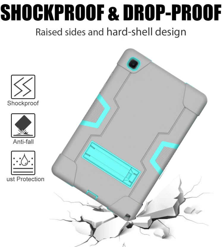 For Samsung Galaxy Tab A7 10.4 (2020) T500 Contrast Color Robot Shockproof Silicon + PC Protective Case with Holder(Grey + Mint Green) - Other Galaxy Tab PC by buy2fix | Online Shopping UK | buy2fix