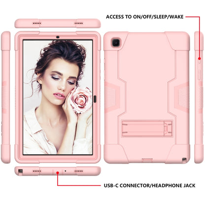 For Samsung Galaxy Tab A7 10.4 (2020) T500 Contrast Color Robot Shockproof Silicon + PC Protective Case with Holder(Rose Gold) - Other Galaxy Tab PC by buy2fix | Online Shopping UK | buy2fix