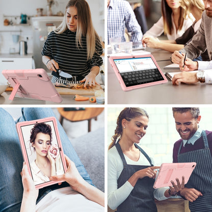 For Samsung Galaxy Tab A7 10.4 (2020) T500 Contrast Color Robot Shockproof Silicon + PC Protective Case with Holder(Rose Gold) - Other Galaxy Tab PC by buy2fix | Online Shopping UK | buy2fix