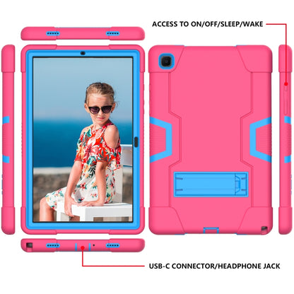 For Samsung Galaxy Tab A7 10.4 (2020) T500 Contrast Color Robot Shockproof Silicon + PC Protective Case with Holder(Rose Red + Blue) - Other Galaxy Tab PC by buy2fix | Online Shopping UK | buy2fix