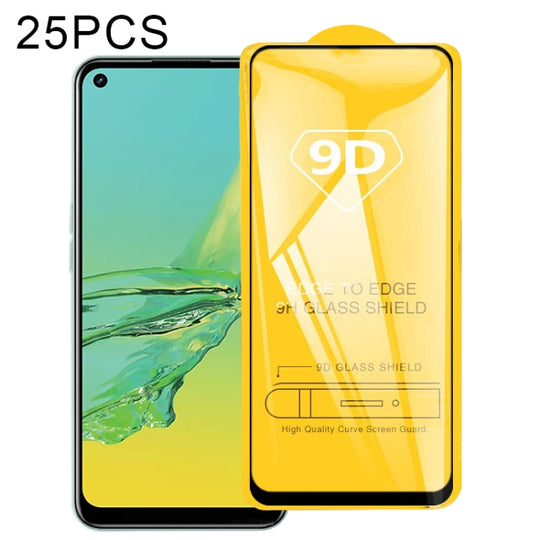 For OPPO A33 2020 25 PCS 9D Full Glue Full Screen Tempered Glass Film