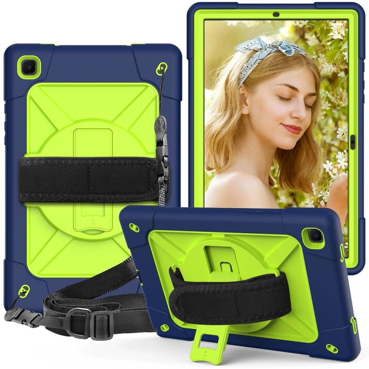 For Samsung Galaxy Tab A7 10.4 (2020) T500 Contrast Color Silicone + PC Combination Case with Holder(Navy Blue + Yellow-green) - Other Galaxy Tab PC by buy2fix | Online Shopping UK | buy2fix