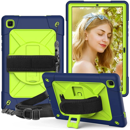For Samsung Galaxy Tab A7 10.4 (2020) T500 Contrast Color Silicone + PC Combination Case with Holder(Navy Blue + Yellow-green) - Other Galaxy Tab PC by buy2fix | Online Shopping UK | buy2fix