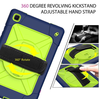 For Samsung Galaxy Tab A7 10.4 (2020) T500 Contrast Color Silicone + PC Combination Case with Holder(Navy Blue + Yellow-green) - Other Galaxy Tab PC by buy2fix | Online Shopping UK | buy2fix