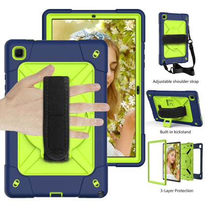 For Samsung Galaxy Tab A7 10.4 (2020) T500 Contrast Color Silicone + PC Combination Case with Holder(Navy Blue + Yellow-green) - Other Galaxy Tab PC by buy2fix | Online Shopping UK | buy2fix