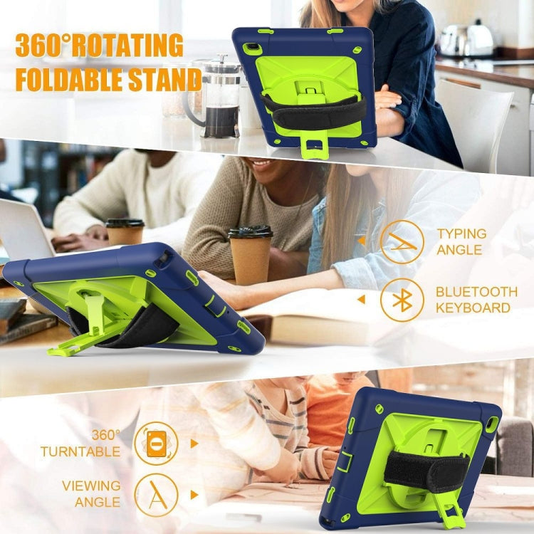 For Samsung Galaxy Tab A7 10.4 (2020) T500 Contrast Color Silicone + PC Combination Case with Holder(Navy Blue + Yellow-green) - Other Galaxy Tab PC by buy2fix | Online Shopping UK | buy2fix