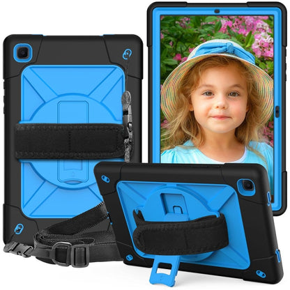 For Samsung Galaxy Tab A7 10.4 (2020) T500 Contrast Color Silicone + PC Combination Case with Holder(Black + Blue) - Other Galaxy Tab PC by buy2fix | Online Shopping UK | buy2fix