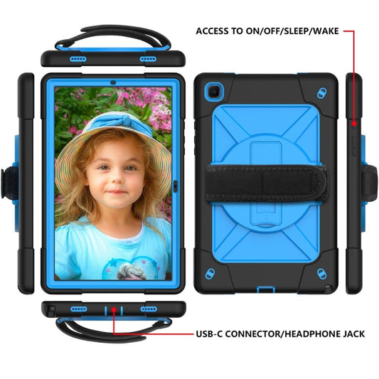 For Samsung Galaxy Tab A7 10.4 (2020) T500 Contrast Color Silicone + PC Combination Case with Holder(Black + Blue) - Other Galaxy Tab PC by buy2fix | Online Shopping UK | buy2fix