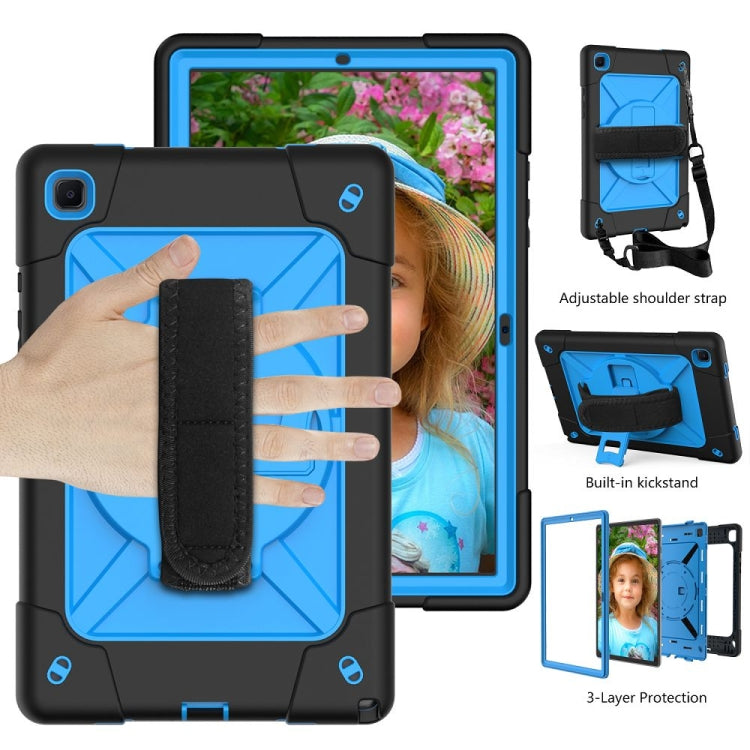 For Samsung Galaxy Tab A7 10.4 (2020) T500 Contrast Color Silicone + PC Combination Case with Holder(Black + Blue) - Other Galaxy Tab PC by buy2fix | Online Shopping UK | buy2fix