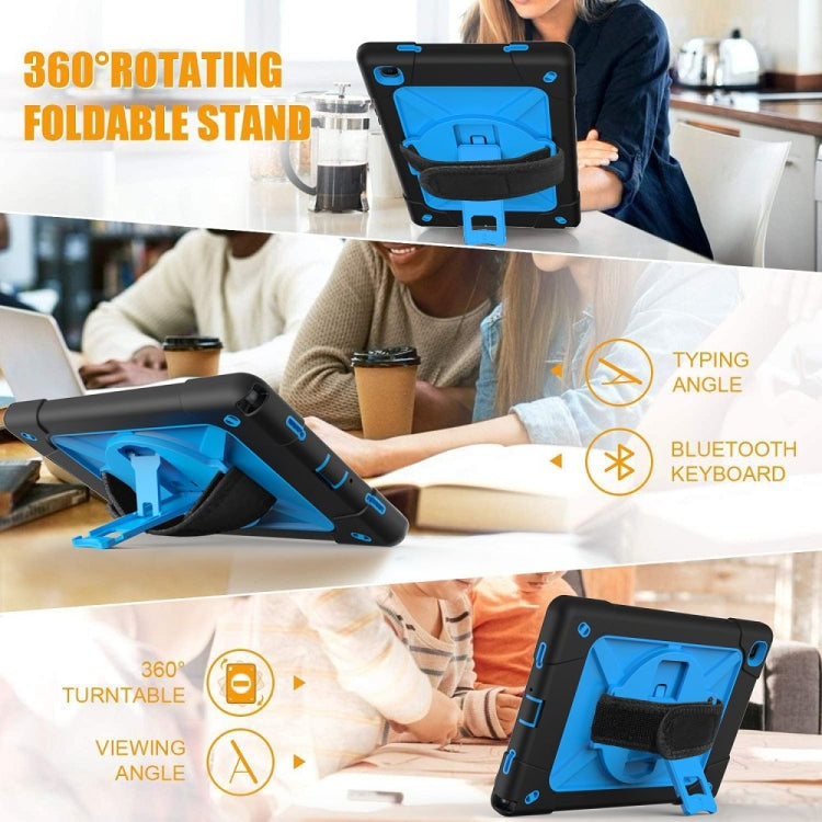 For Samsung Galaxy Tab A7 10.4 (2020) T500 Contrast Color Silicone + PC Combination Case with Holder(Black + Blue) - Other Galaxy Tab PC by buy2fix | Online Shopping UK | buy2fix