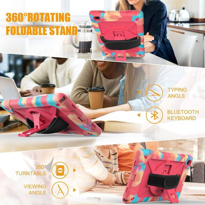 For Samsung Galaxy Tab A7 10.4 (2020) T500 Contrast Color Silicone + PC Combination Case with Holder(Camouflage Rose Red) - Other Galaxy Tab PC by buy2fix | Online Shopping UK | buy2fix