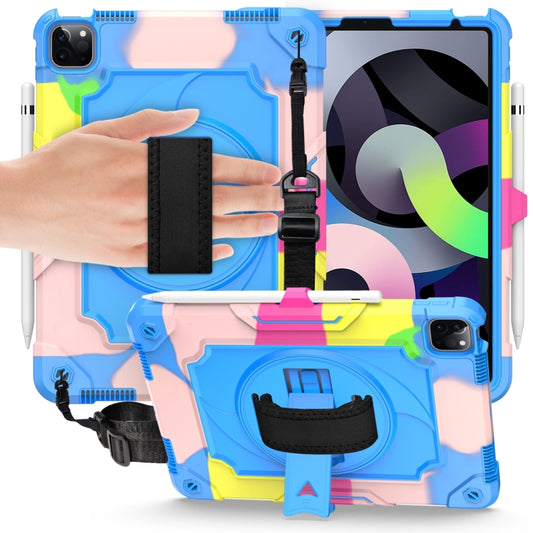 360 Degree Rotation Turntable Contrast Color Robot Shockproof Silicone + PC Protective Case with Holder For iPad Air 2022 / 2020 10.9 / Pro 11 (2020)(Colorful + Blue) - iPad Air (2022) / (2020) 10.9 Cases by buy2fix | Online Shopping UK | buy2fix