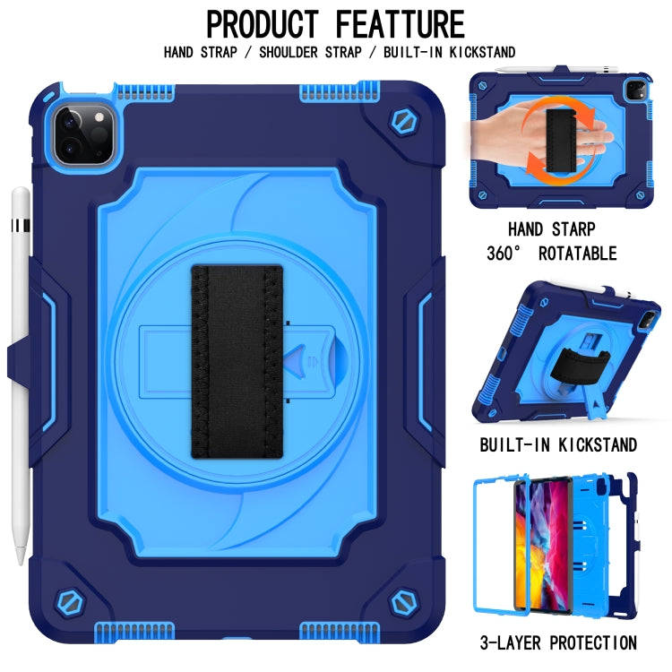 360 Degree Rotation Turntable Contrast Color Robot Shockproof Silicone + PC Protective Case with Holder For iPad Air 2022 / 2020 10.9 / Pro 11 (2020)(Navy Blue + Blue) - iPad Air (2022) / (2020) 10.9 Cases by buy2fix | Online Shopping UK | buy2fix