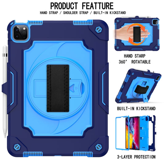 360 Degree Rotation Turntable Contrast Color Robot Shockproof Silicone + PC Protective Case with Holder For iPad Air 2022 / 2020 10.9 / Pro 11 (2020)(Navy Blue + Blue) - iPad Air (2022) / (2020) 10.9 Cases by buy2fix | Online Shopping UK | buy2fix