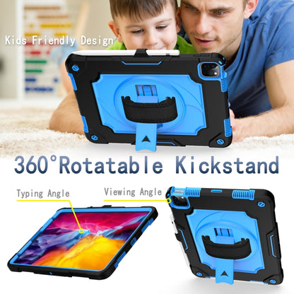 360 Degree Rotation Turntable Contrast Color Robot Shockproof Silicone + PC Protective Case with Holder For iPad Air 2022 / 2020 10.9 / Pro 11 (2020)(Black + Blue) - iPad Air (2022) / (2020) 10.9 Cases by buy2fix | Online Shopping UK | buy2fix