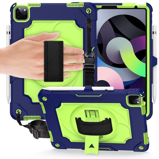 360 Degree Rotation Turntable Contrast Color Robot Shockproof Silicone + PC Protective Case with Holder For iPad Air 2022 / 2020 10.9 / Pro 11 (2020)(Navy Blue + Yellow Green) - iPad Air (2022) / (2020) 10.9 Cases by buy2fix | Online Shopping UK | buy2fix