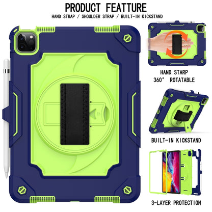 360 Degree Rotation Turntable Contrast Color Robot Shockproof Silicone + PC Protective Case with Holder For iPad Air 2022 / 2020 10.9 / Pro 11 (2020)(Navy Blue + Yellow Green) - iPad Air (2022) / (2020) 10.9 Cases by buy2fix | Online Shopping UK | buy2fix