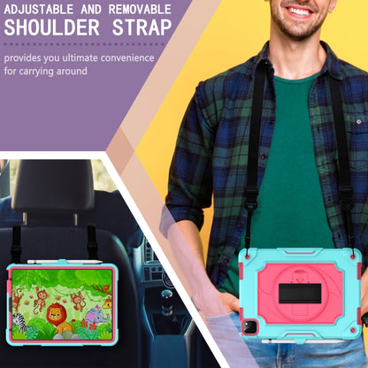 360 Degree Rotation Turntable Contrast Color Robot Shockproof Silicone + PC Protective Case with Holder For iPad Air 2022 / 2020 10.9 / Pro 11 (2020)(Mint Green + Rose Red) - iPad Air (2022) / (2020) 10.9 Cases by buy2fix | Online Shopping UK | buy2fix