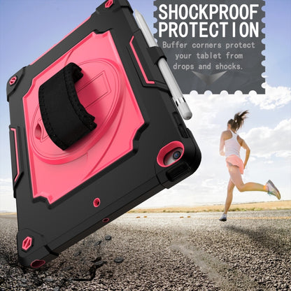 360 Degree Rotation Turntable Contrast Color Robot Shockproof Silicone + PC Protective Case with Holder For iPad 10.2 / 10.2 (2020) / Pro 10.5(Black + Rose Red) - iPad Air (2022) / (2020) 10.9 Cases by buy2fix | Online Shopping UK | buy2fix
