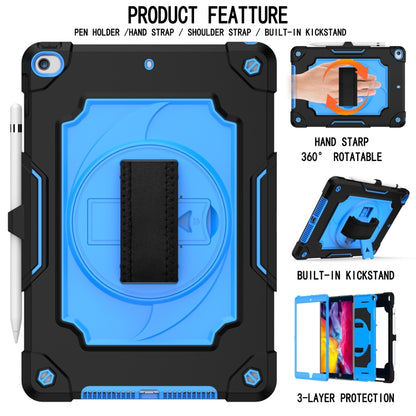 360 Degree Rotation Turntable Contrast Color Robot Shockproof Silicone + PC Protective Case with Holder For iPad 10.2 / 10.2 (2020) / Pro 10.5(Black + Blue) - iPad Air (2022) / (2020) 10.9 Cases by buy2fix | Online Shopping UK | buy2fix