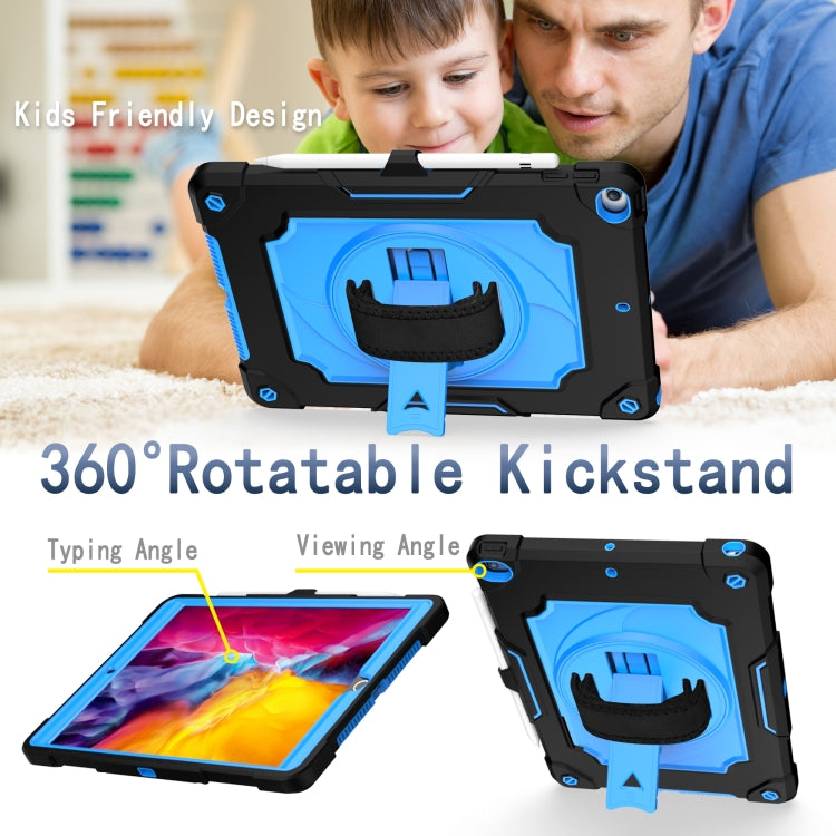360 Degree Rotation Turntable Contrast Color Robot Shockproof Silicone + PC Protective Case with Holder For iPad 10.2 / 10.2 (2020) / Pro 10.5(Black + Blue) - iPad Air (2022) / (2020) 10.9 Cases by buy2fix | Online Shopping UK | buy2fix