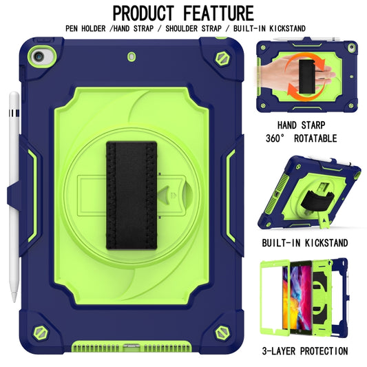 360 Degree Rotation Turntable Contrast Color Robot Shockproof Silicone + PC Protective Case with Holder For iPad 10.2 / 10.2 (2020) / Pro 10.5(Navy Blue + Yellow Green) - iPad Air (2022) / (2020) 10.9 Cases by buy2fix | Online Shopping UK | buy2fix