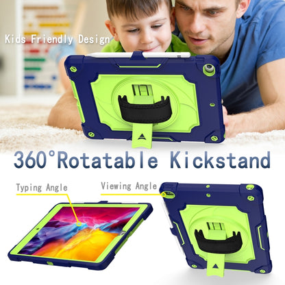 360 Degree Rotation Turntable Contrast Color Robot Shockproof Silicone + PC Protective Case with Holder For iPad 10.2 / 10.2 (2020) / Pro 10.5(Navy Blue + Yellow Green) - iPad Air (2022) / (2020) 10.9 Cases by buy2fix | Online Shopping UK | buy2fix