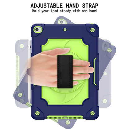 360 Degree Rotation Turntable Contrast Color Robot Shockproof Silicone + PC Protective Case with Holder For iPad 10.2 / 10.2 (2020) / Pro 10.5(Navy Blue + Yellow Green) - iPad Air (2022) / (2020) 10.9 Cases by buy2fix | Online Shopping UK | buy2fix