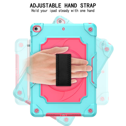 360 Degree Rotation Turntable Contrast Color Robot Shockproof Silicone + PC Protective Case with Holder For iPad 10.2 / 10.2 (2020) / Pro 10.5(Mint Green + Rose Red) - iPad Air (2022) / (2020) 10.9 Cases by buy2fix | Online Shopping UK | buy2fix