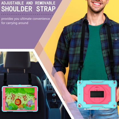 360 Degree Rotation Turntable Contrast Color Robot Shockproof Silicone + PC Protective Case with Holder For iPad 10.2 / 10.2 (2020) / Pro 10.5(Mint Green + Rose Red) - iPad Air (2022) / (2020) 10.9 Cases by buy2fix | Online Shopping UK | buy2fix