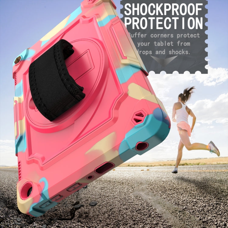 For Amazon Kindle Fire HD 8 2020 360 Degree Rotation Turntable Contrast Color Robot Shockproof Silicone + PC Protective Case with Holder(Colorful + Rose Red) - Amazon by buy2fix | Online Shopping UK | buy2fix