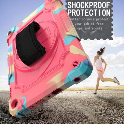 For Amazon Kindle Fire HD 8 2020 360 Degree Rotation Turntable Contrast Color Robot Shockproof Silicone + PC Protective Case with Holder(Colorful + Rose Red) - Amazon by buy2fix | Online Shopping UK | buy2fix