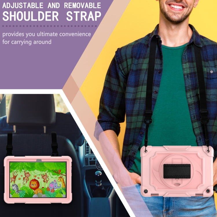 For Amazon Kindle Fire HD 8 2020 360 Degree Rotation Turntable Contrast Color Robot Shockproof Silicone + PC Protective Case with Holder(Rose Gold) - Amazon by buy2fix | Online Shopping UK | buy2fix