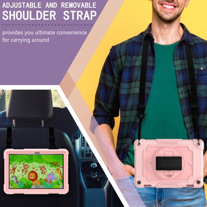 For Amazon Kindle Fire HD 8 2020 360 Degree Rotation Turntable Contrast Color Robot Shockproof Silicone + PC Protective Case with Holder(Rose Gold) - Amazon by buy2fix | Online Shopping UK | buy2fix