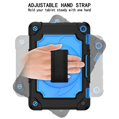 For Amazon Kindle Fire HD 8 2020 360 Degree Rotation Turntable Contrast Color Robot Shockproof Silicone + PC Protective Case with Holder(Black + Blue) - Amazon by buy2fix | Online Shopping UK | buy2fix