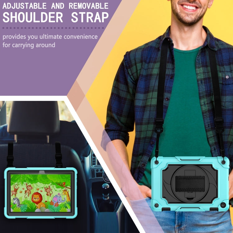 For Amazon Kindle Fire HD 8 2020 360 Degree Rotation Turntable Contrast Color Robot Shockproof Silicone + PC Protective Case with Holder(Mint Green + Black) - Amazon by buy2fix | Online Shopping UK | buy2fix