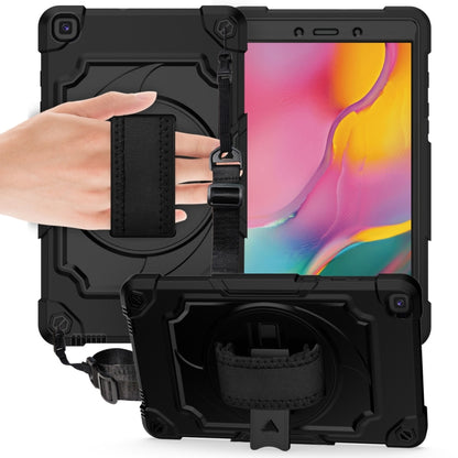 For Samsung Tab A 8.0 (2019)/T290 360 Degree Rotation Turntable Contrast Color Robot Shockproof Silicone + PC Protective Case with Holder(Black) - Other Galaxy Tab PC by buy2fix | Online Shopping UK | buy2fix